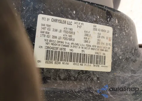 2008 Dodge Durango Slt z USA, uszkodzony, nr VIN 1D8HD48228F108795